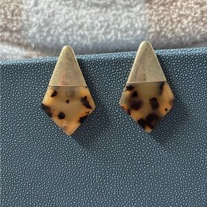 Tortoise Shell and Gold Geometric Earrings